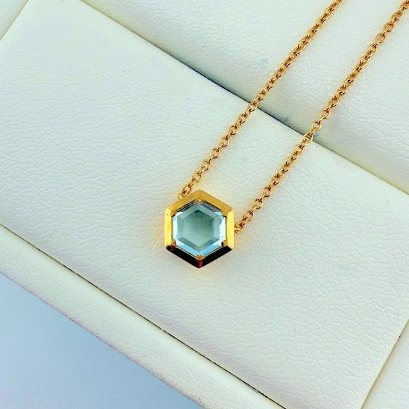 Tiffany & Co. Blue Topaz Paloma Studio Necklace in 18k Yellow Gold 16" - Picture 1 of 7